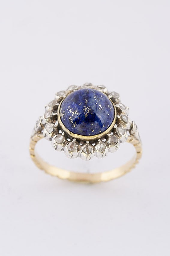 Gouden ring met lapis lazuli en diamanten