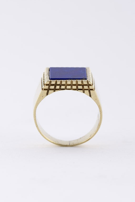 Gouden heren ring met lapis lazuli.