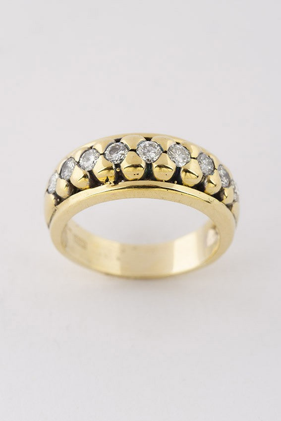 Gouden rij ring met 9 briljanten