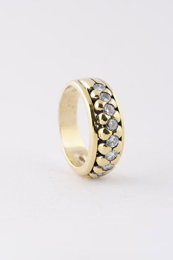 Gouden rij ring met 9 briljanten