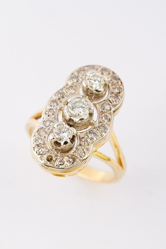 Gouden prinsessen ring met briljant en diamant