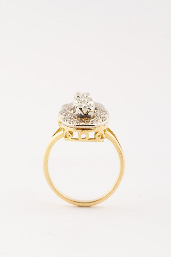 Golden princess ring with brilliant and diamond