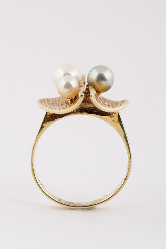 Gouden ring met 3 cultivé parels