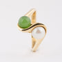 Gouden ring met jade en cultivé parel
