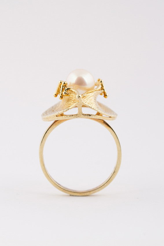 Gouden ring met cultivé parel