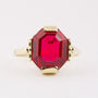 Gold ring with a synthetic ruby