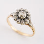 Gold entourage ring with rose-cut diamonds