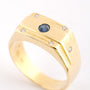 Gouden heren ring met briljant en saffier