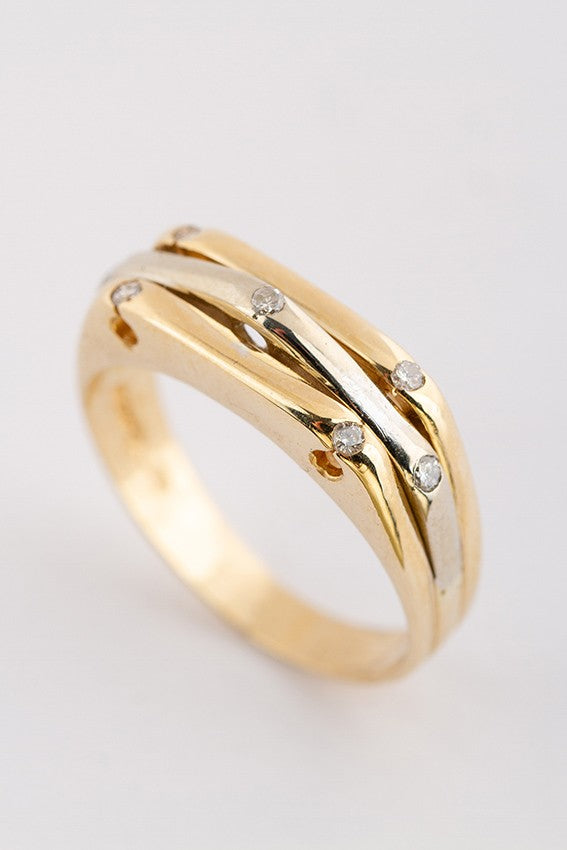 Wit/geel gouden ring met briljant
