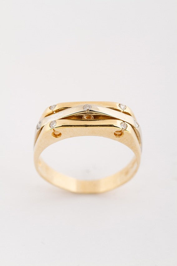Wit/geel gouden ring met briljant