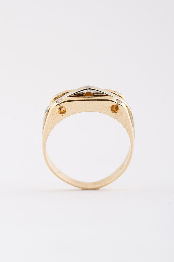 Wit/geel gouden ring met briljant