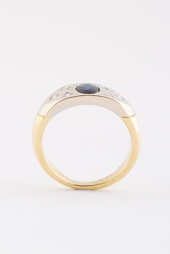 Wit/geel gouden ring met saffier en briljant