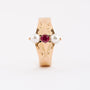 Antique gold ring with ruby ​​and pearls