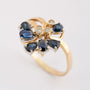 Gold ring with sapphires and diamonds
