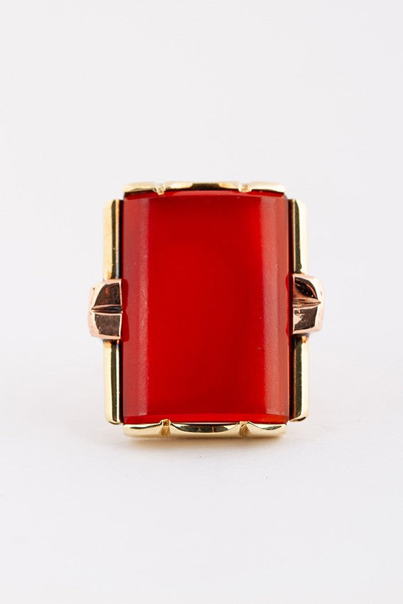 Gouden ring met carneool