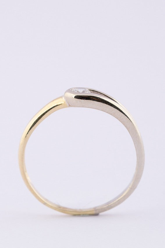 Wit/geel gouden slag ring met briljant