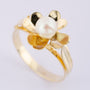 Gold flower ring with pearl