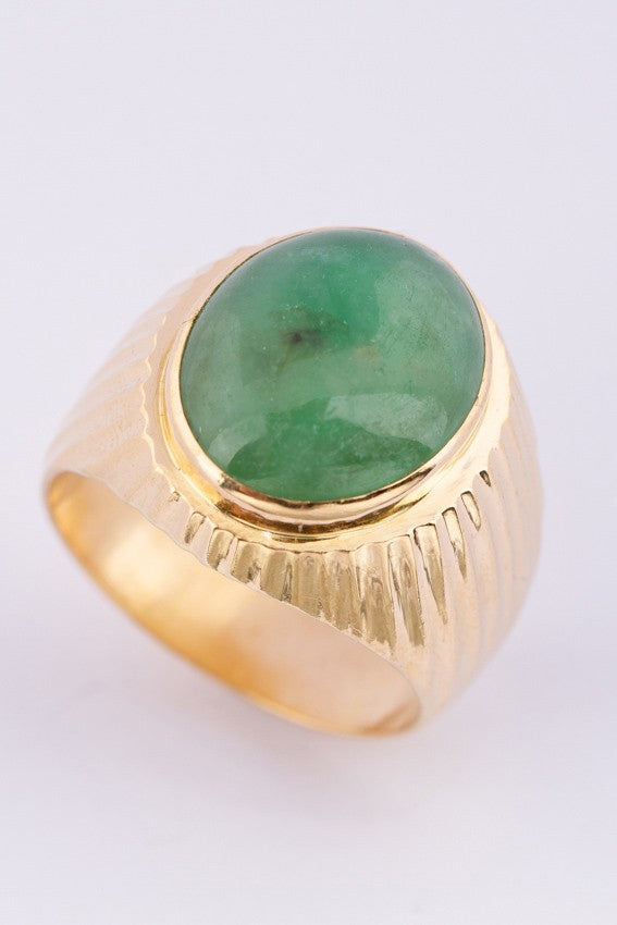 Gouden heren ring met jade