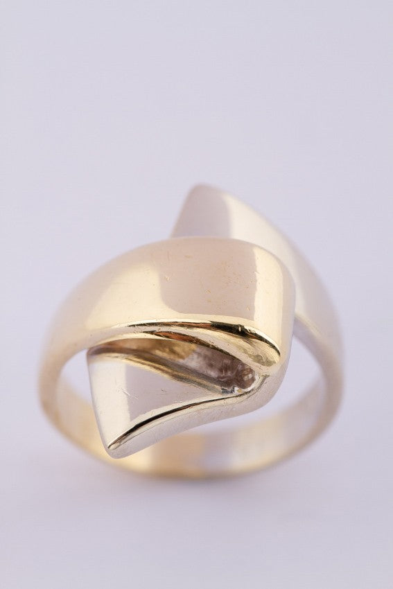 Wit/geel gouden slag ring