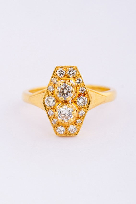 20 carat gold entourage ring with diamonds