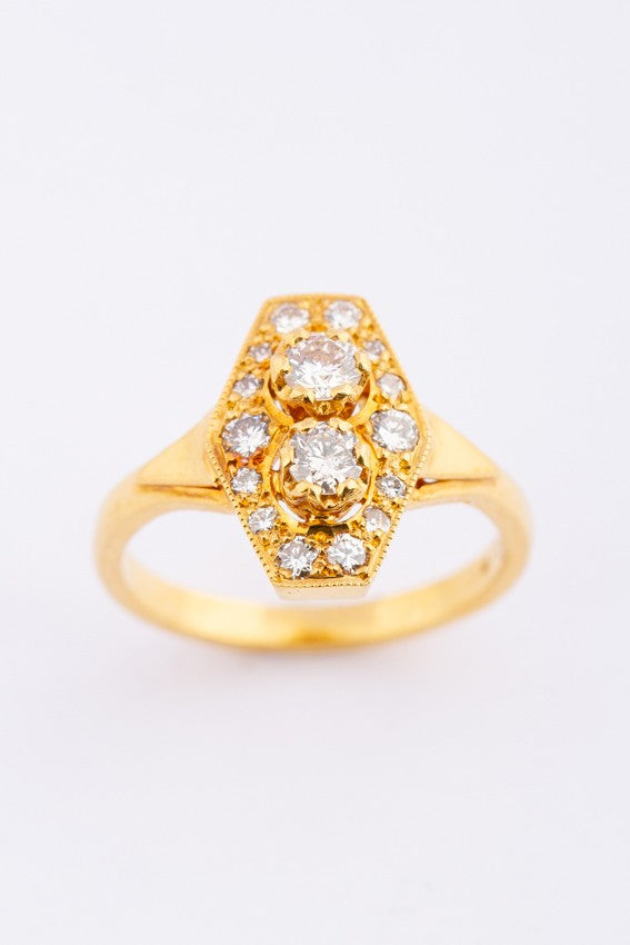 20 carat gold entourage ring with diamonds