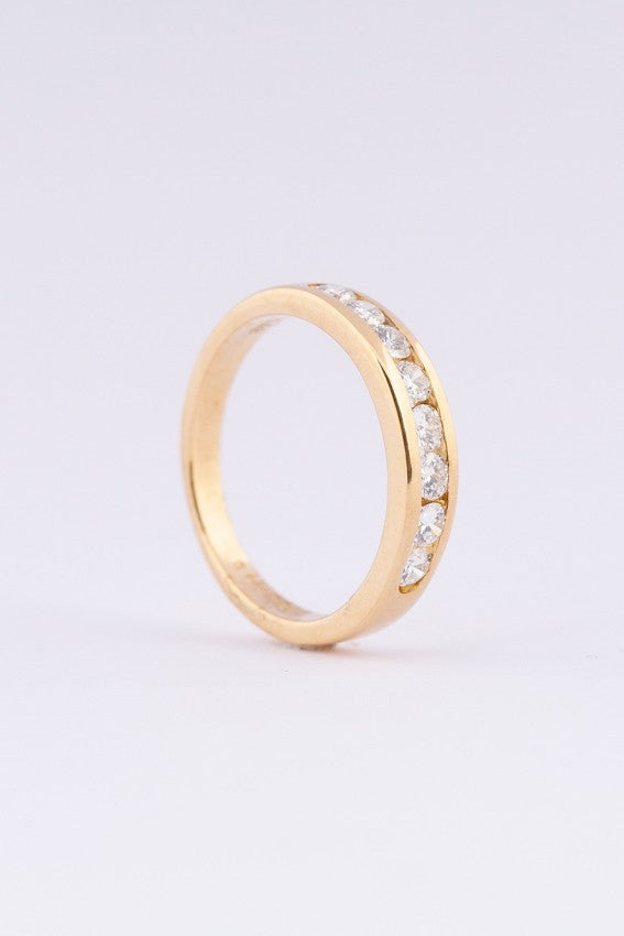 Gouden rij ring met 8 briljanten