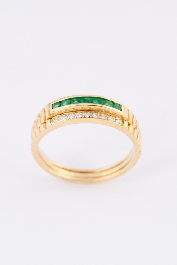 Gouden ring met briljant en smaragd