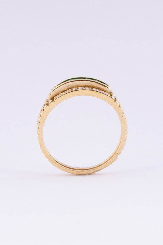 Gouden ring met briljant en smaragd