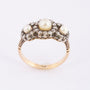 Antique gold entourage ring with cultured pearls and Bolshevik-cut diamonds