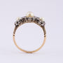 Antique gold entourage ring with cultured pearls and Bolshevik-cut diamonds