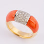 Gold ring with blood coral and diamonds