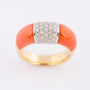 Gold ring with blood coral and diamonds