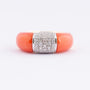 Gold ring with blood coral and diamonds
