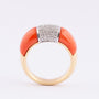 Gold ring with blood coral and diamonds