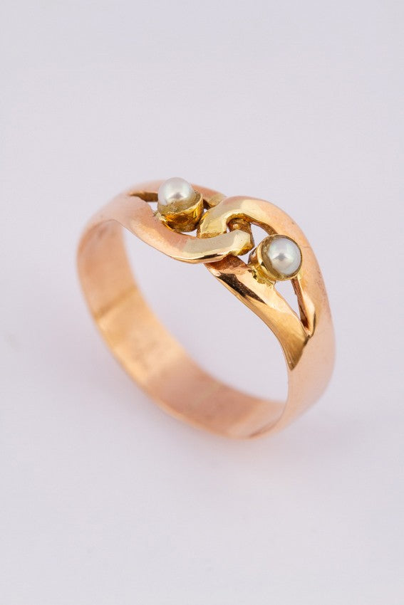 Gouden ring met 2 parels