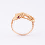 Gold snake ring with rubies