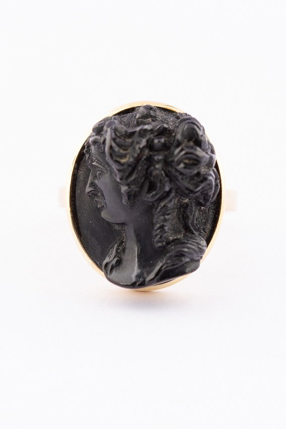 Gold ring with lava cameo