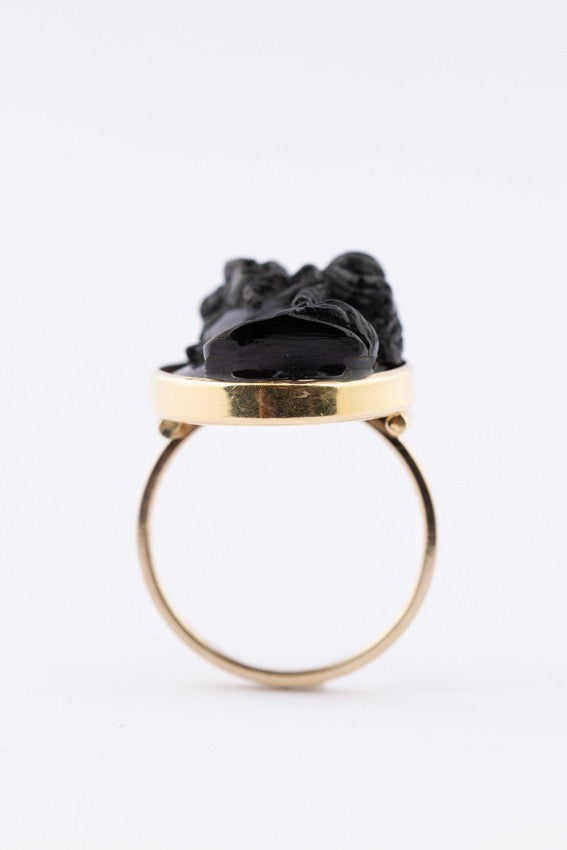 Gold ring with lava cameo