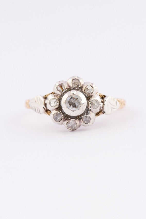 Gouden entourage ring met roos geslepen diamanten