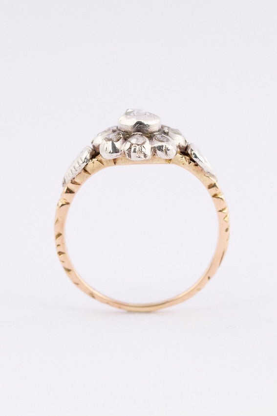 Gouden entourage ring met roos geslepen diamanten