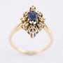 Gouden markies ring met een saffier en diamanten