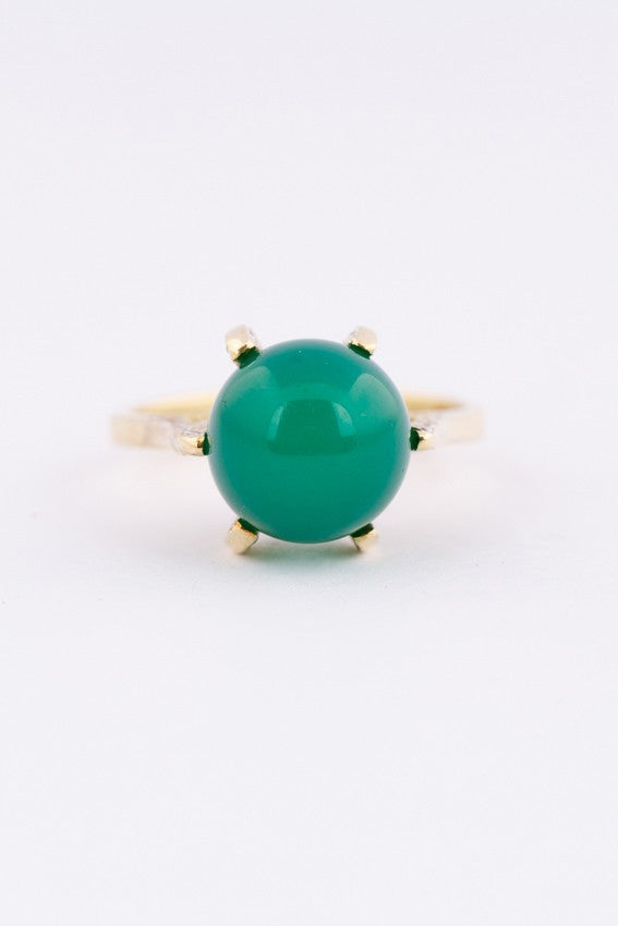 Gouden ring met groen agaat