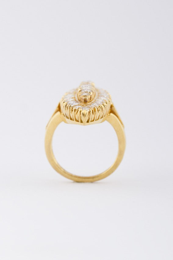 20 carat gold marquise ring with diamonds