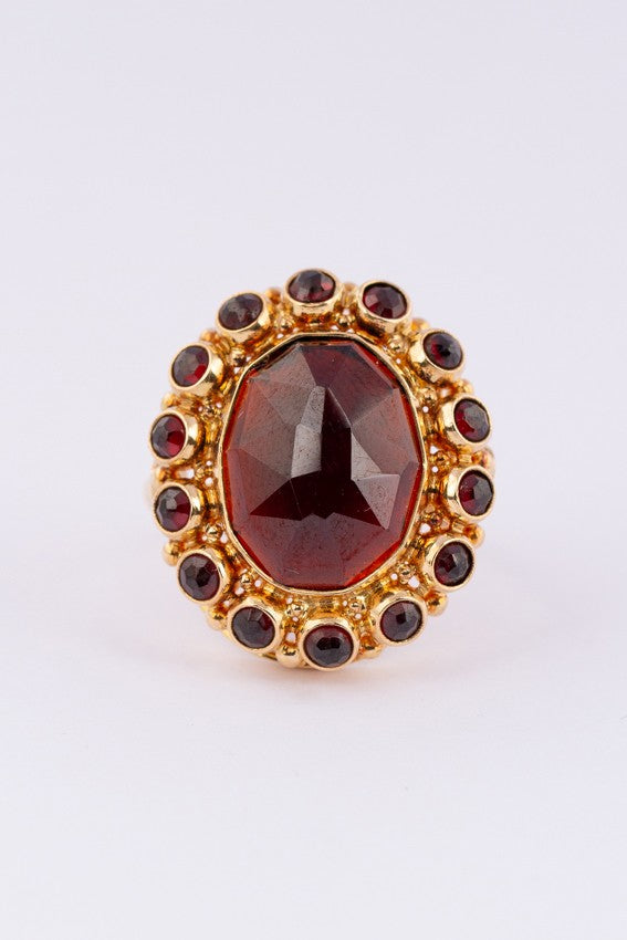Gold ring with garnet