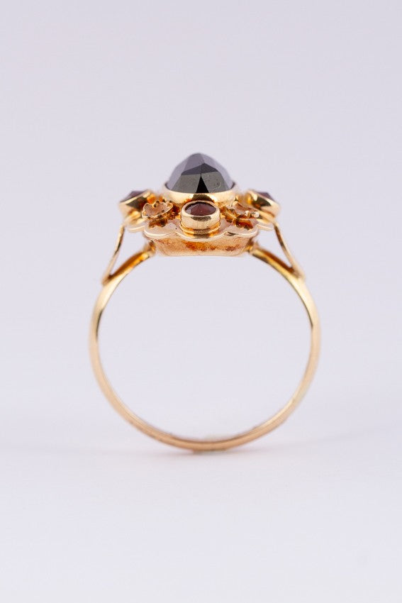 Gouden ring met gefacetteerde granaat