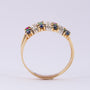 Gold triple row ring with sapphire, emerald, ruby ​​and diamonds