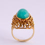 Gouden ring met draaibare wissel steen amethist/amazoniet