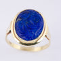 Gold ring with cut lapis lazuli