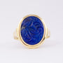 Gold ring with cut lapis lazuli