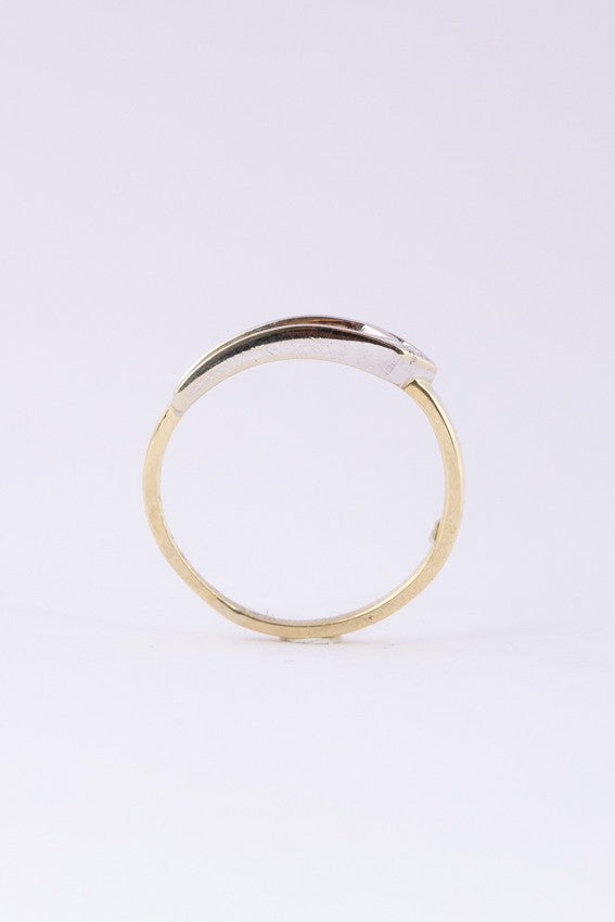 14 carat white/yellow gold ring with a 0.025 ct brilliant